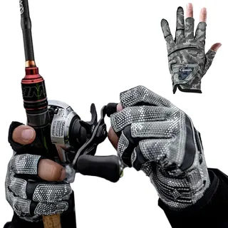 Dünn Angelhandchsuhe Halbfinger für Herren &Damen, Fahrradhandschuhe Sommer | Landehandschuh Hecht , Fingerlose Handschuhe Angeln, Rutschfest, Atmungsaktiv (Handflächenumfang vor der Bestellung messen)