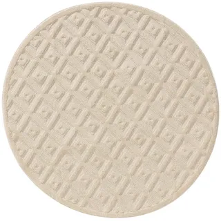 benuta Teppich Leo Cream ø 200 cm rund , Creme , Kunststoff , Uni , Rund , 200x200 cm , Oeko-Tex® Standard 100 , pflegeleicht , Teppiche und Böden, Teppiche