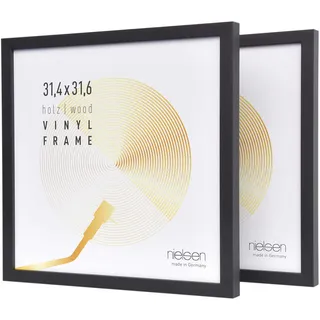 nielsen Schallplatten Rahmen, 31,4 x 31,6 cm (2er Set), Holz, Schwarz, Vinyl Rahmen zum Aufhängen im Hoch- & Querformat, bruchsicheres Kunstglas, Vinyl Holz