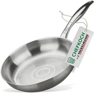 FACKELMANN Chefkoch Bratpfanne Ø24 cm mit Wabenboden – Pfanne aus hochwertigem Edelstahl – Für alle Herdarten geeignet (auch Induktion) – Ø24 x 5 cm