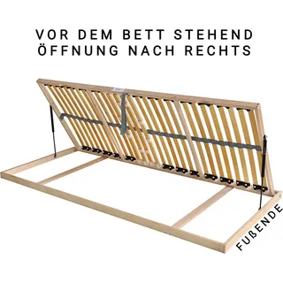 Betten-ABC Madera Lattenrost für Bettkastenfunktion – 7-Zonen, 28 Federleisten, Birkenschichtholz Größe: 90 x 200 cm, Farbe Öffnung nach Rechts