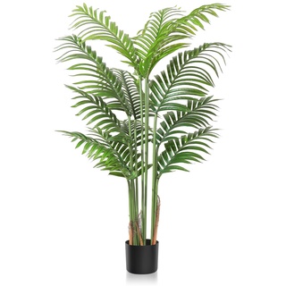 Dremisland Kunstpflanzen Groß Areca Kunstpalme 160cm Künstliche Areca Palme Pflanzen 15 Zweige im Topf Tropical Hawaii Grün Fake Plant Dekopflanzen für Schlafzimmer Büro Garten Hochzeit Party Decor