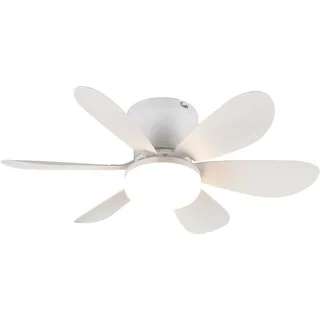 REALITY LEUCHTEN LED Deckenleuchte "LUND mit Ventilator, Deckenventilator mit Licht inkl Fernbedienung", weiß (weiß matt), 1, Ø 53cm H: 16cm, 1 Stk., Leuchten, 3 Geschwindigkeiten Timer Vor- & Rücklauf LED dimmbar CCT Nachtlicht, LED Deckenleuchte
