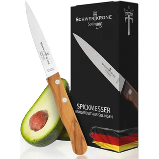 Schwertkrone Solingen Spickmesser Küchenmesser Holzgriff Olive Gemüsemesser scharf Schälmesser Allzweckmesser Olivenholz