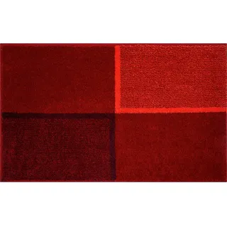 Grund Badteppich , Rot , Textil , Karo , rechteckig , 70x120 cm , Oeko-Tex® Standard 100, Made in Europe , rutschfest , Heimtextilien, Badtextilien, Badematten