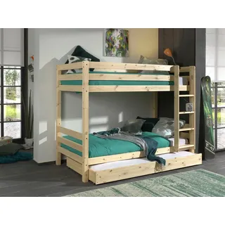 Etagenbett Pino 90 x 200 cm Kiefer massiv lackiert beige