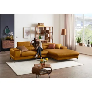 W.Schillig Eckcouch Mikrofaser 4-Sitzer Gelb