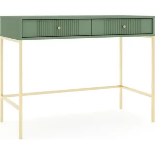 Schminktisch: zwei Schubladen, rauchgrüne Farbe, goldene Beine, H 79 cm - Grün