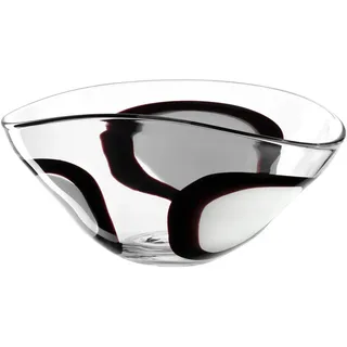 Leonardo Dekoschale , Klar, Schwarz, Weiß , Glas , 35x16.5x23 cm , handgemacht , Dekoration, Dekoschalen