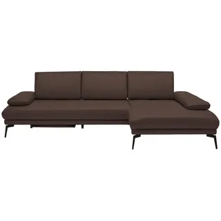 Celina Home Ecksofa , Braun , Leder , Echtleder , Rindleder, Spaltleder , Ottomane rechts, L-Form , 273x187 cm , Made in Eu , Fußauswahl, Lederauswahl, Stoffauswahl, seitenverkehrt erhältlich, Hocker erhältlich, Rücken echt , Wohnzimmer, Sofas & Couches, Wohnlandschaften, Ecksofas