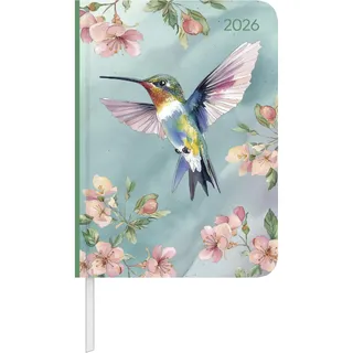 Alpha Edition - Daily Journal Hummingbird 2026 – Taschenkalender 15x11 cm mit 352 Seiten & Tagesansicht, 4-sprachigem Kalendarium, eleganter Kolibri-Planer mit To-Do-Liste & Notizbereich