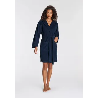 Bademantel VIVANCE DREAMS, Damen, Gr. L/40 (42), blau (navy), Baumwoll-Mix, unifarben, Kurzform, Hausmäntel Bademantel, in Mini Länge