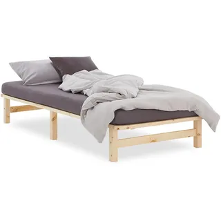 Homestyle4u Bett 100x200 cm Jugendbett Bettgestell Holzbett Palettenbett - Naturbelassen