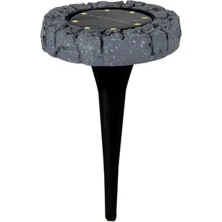 Näve LED-Solar-Boden-Erdspieß Kian Grau Ø 12 cm x 12,5 cm 3er-Set