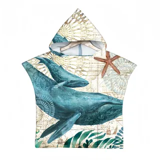 Proumhang Kinder Surf Poncho Badeponcho Mikrofaser Bademantel Strandtuch Frottee Wechselmantel Wassersport Poncho Mädchen Jungen 60 cm x 75 cm