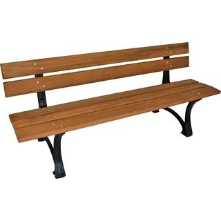 DEGAMO Parkbank LUZERN 4-sitzer 180cm Gusseisen schwarz + Eukalyptus Holz Latten - Braun, Schwarz