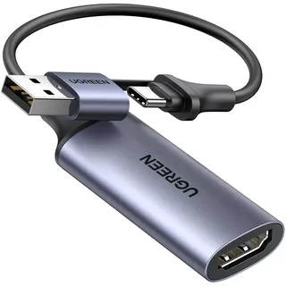 UGREEN Video Capture Card, HDMI auf USB A/C Video Capture Card 4K 60Hz Eingang 1080P 30Hz Aufnahme für Rekorder Live Streaming Video, Gaming kompatibel mit Computer Mac Mini 4 usw.