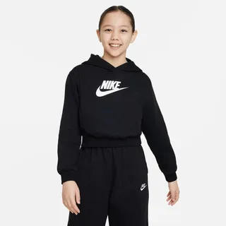 Nike Mädchen Kapuzenpullover Big Girls Crop Hoodie FD2925-010 128-137 - Black/White - 128-137