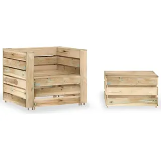 2-tlg. Garten-Lounge-Set aus Paletten Imprägniertes Kiefernholz - Braun, Bunt
