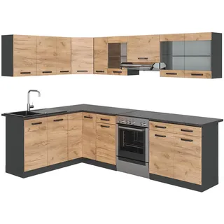 Vicco Winkelküche L-Form 267 x 167 cm Anthrazit/Goldkraft Eiche