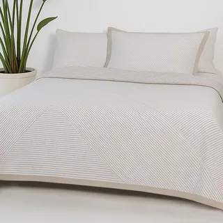 RELAXOUND ORIGINAL Breezyblanket 155x225 cm (Stripes Taupe, Single) - Sommerdecke - Recovery Blanket - 3-lagige Baumwolldecke - AirFlair Effekt für optimale Temperierung - gemütlich wie auf Wolken