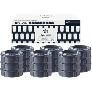 TOMMEE TIPPEE Windeleimer Nachfüllkassetten für Twist & Click, nachhaltiger antibakterieller GREENFILM, 18er Pack