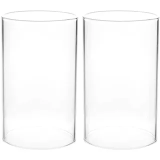 Kichvoe Klare Glaskerzenabdeckung Glaszylinder Ohne Boden Kerzenglas 10.00 X 6.00 cm Für Kerzenhalter Tischdeko Wohnzimmer Esszimmer 2Er Set