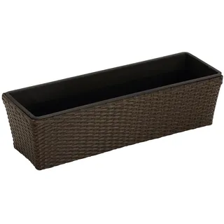 Dehner Blumenkasten mit Kunststoff-Einsatz, ca. 49 x 16 x 14 cm, Polyrattan, braun