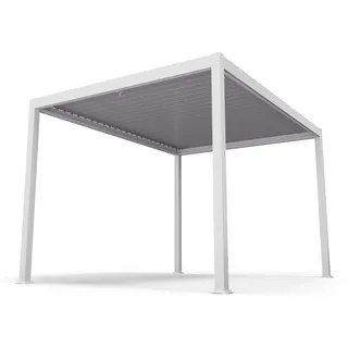 Blumfeldt LuminaHaven Lamellen-Pergola 3x4 m - wetterfester Garten-Pavillon mit starker Aluminiumstruktur, wasserdichten Stahllamellen, winterfest - Weiß
