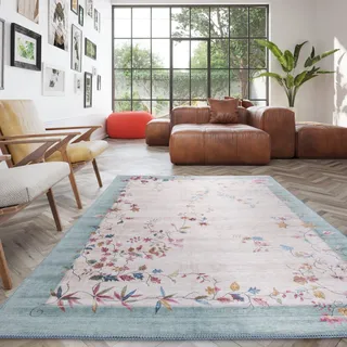 Rugs Essentials Teppich mit modernem Design und Vintagemuster in Grün, Teppich für das Wohnzimmer - Schlafzimmer, Abstraktes Patchwork, Maschinengewebt 100% Polyester, 160x230 cm, Beige - Grün