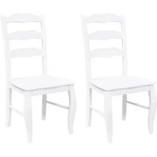 vidaXL Esszimmerstühle 2 Stk. Weiß Massivholz Gummibaum - Weiß