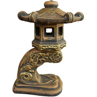gartendekoparadies.de Massive Japanische Steinlaterne Rankei aus Steinguss frostfest (Gold)
