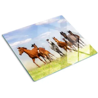 Tulup Glasplatte 60x52 cm Galoppierende Pferde , Glas , 60x52 cm , Küchenzubehör, Schneidebretter