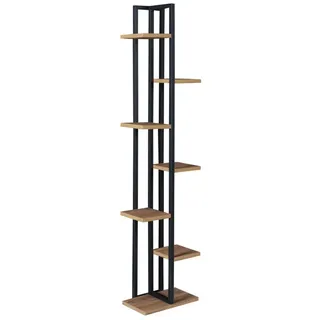 [en.casa] Standregal Somero , Walnussfarben, Schwarz , Holzwerkstoff, Metall , 34x150x21 cm , Wohnzimmer, Regale, Bücherregale