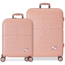 Pepe Jeans Carina Pink Kofferset 55/70 cm starres ABS integrierter TSA-Verschluss 116L 7,54kg 4 Doppelrollen Handgepäck