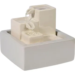 Dobar dobar® Kleiner dreistufiger Wasserfall aus Keramik im Stein-Design - Zimmerbrunnen inlkusive Pumpe Indoor - 19 x 19 x 16,5 cm