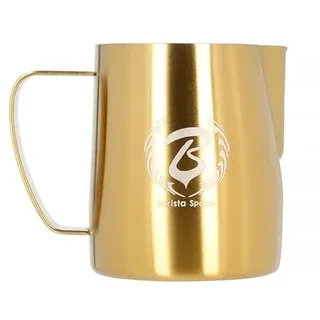 Barista Space Polished Silver Milk Jug optimal für Latte Art mit präziser Ausgusstülle, leicht und handlich, empfohlen von Weltmeistern – silverGolden - 350ml