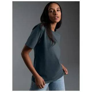 T-Shirt TRIGEMA "TRIGEMA T-Shirt aus 100% Baumwolle", Damen, Gr. L, grau (anthrazit), Single Jersey, 100% Baumwolle, Basic, lang, Rundhals, Shirts T-Shirt