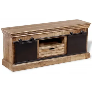 vidaXL TV-Schrank mit 2 Schiebetüren Massivholz Mango 110x30x45 cm