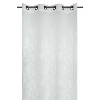 Vorhang mit Ösen Gardine 140x260cm weiß Deko Blumen Wohnzimmer Schlafzimmer