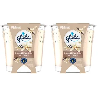 Glade Vegane Duftkerze mit ätherischen Ölen – neue Formel ohne Palmöl – Romantic Vanilla Blossom – 1 Kerze (Packung mit 2)