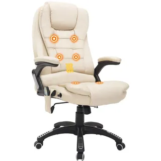 Homcom Massagesessel Bürostuhl Drehstuhl mit Wärmefunktion Chefsessel Bürosessel , Weiß , Kunststoff , Füllung: Schaumstoff,Schaumstoff , 68x121x62 cm , Büromöbel, Bürostühle, Drehstühle