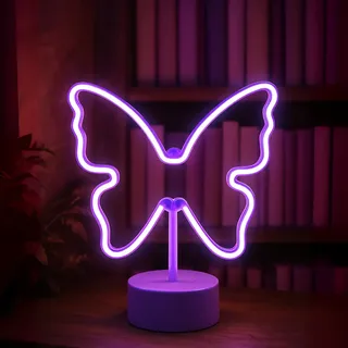 moses. Just One More Chapter LED-Schmetterling Neon – Leuchte in Schmetterlingsform, Neonlicht in Lila, dekoratives Highlight für Regal & Leseecke, für New Adult Fans