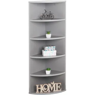 RICOO Eckregal stehend hängend 110 x 33 x 33 Bücherregal Wand WM059-PL Holz Corner Shelf 5 Ablagefächer Wandregal Eck Regal Schweberegal Eckwandregal klein Eckbücherregal Platingrau