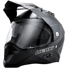 NENKI Motorradhelm Integralhelm, Fullface Helm Crosshelm Fiberglass mit Doppelvisier Sonnenblende und ECE 22.06 Zertifiziert für Damen Herren- L