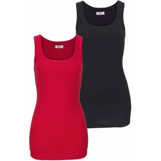 Tanktop FLASHLIGHTS, Damen, Gr. 52/54 (XXL), rot (rot, schwarz), Feinripp, Obermaterial: 100% Baumwolle, unifarben, Basic, sehr figurbetont hüftbedeckend, Rundhals, Tops Tanktop, sehr figurbetonte Passform, aus Baumwolle, mit Rundhalsausschnitt, Topseller