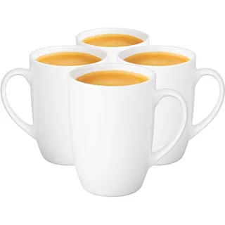 Glasmark KROSNO 1992 Tasse Set 4 Stück Kaffeetassen Keramik Tassen Teetasse Groß 590 ml Weiß