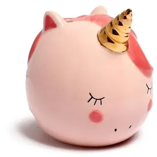 Spardose für Kinder aus Keramik zum Öffnen – Rosa – Einhorn – Regenbogen verzaubert