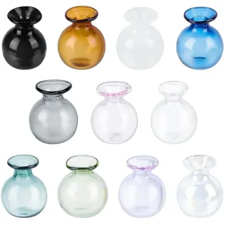 PH PandaHall 11 Farben Minivase Winzige Vase Für Katzenschnurrhaare Kleine Klare Vase Farbige Glasvase Kleine Kunstvase Für Zuhause Puppenhaus Dekoration 2.1x2.65cm
