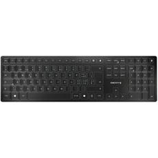 CHERRY KW 9100 SLIM, Kabellose Design-Tastatur, Schweizer Layout (QWERTZ), Wahlweise Bluetooth oder 2,4 GHz Funk, Flache Tasten, Wiederaufladbar, Schwarz-Grau